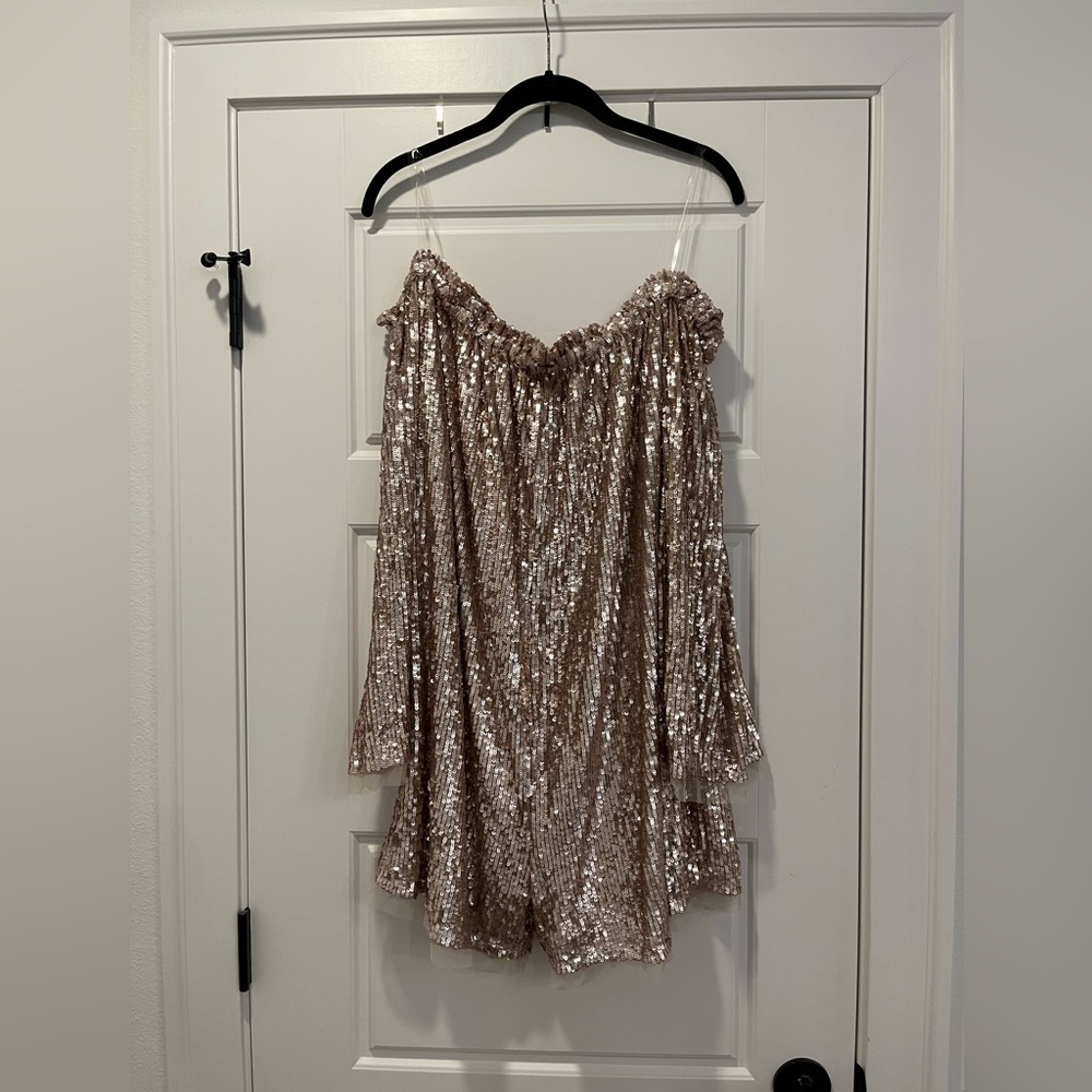 Free People Emilia Gold Sequin Romper - Picture 3 of 8